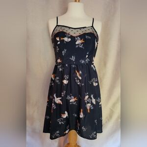 Xhilaration Navy Dress with Bird Print